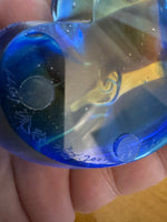 Handmade Luili Gongfang Glass Art Paperweight Blue-Amber Cow
