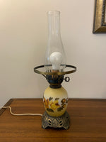Vintage Accurate Casting Hand Painted Floral Hurricane Lamp