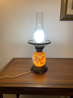 Vintage Accurate Casting Hand Painted Floral Hurricane Lamp