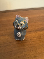 Vintage Enameled Brass Chinese Cloisonne Cat Figure