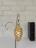 Vintage Made in Germany Gold Frosted Pinecone Blown Glass Christmas Ornament