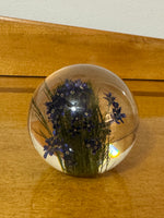 Hafod Grange Lucite Paperweight Purple Flowers Great Britain
