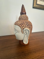 Vintage Stoneware Ceramic Buddha Head Statue Décor