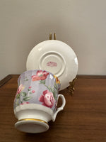 Vintage Heirloom English Fine Bone China Pastel Lavender Floral Tea Cup and Saucer