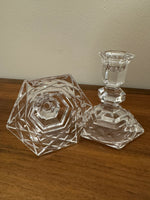 Vintage Clear Crystal Glass Candle-stick Holder