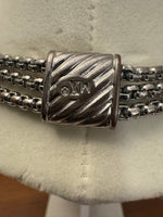 Stylish MX Silvertone Triple Strand Necklace Fashion Jewelry