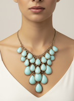 Teardrop Shaped Cascading Necklace Fashion Jewelry