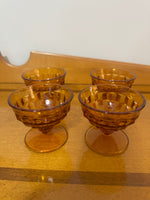 Vintage Amber Glass Whitehall Footed Dessert Cups Set of 4