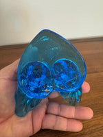 Vintage Art Blue Glass Bluebird Two Birds on Heart