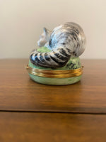 Limoges Piotet Chamart Porcelain Trinket Box Cat