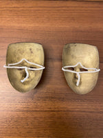 Vintage Painted Brass Tragedy Comedy Masks Set of 2