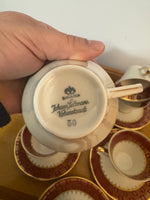 Vintage Johann Seltmann Vohenstrauss Bavaria Porcelain Teacup and Saucer Set of 6