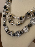 Crystal 3 Strand Necklace with Sterling Silver Open Box Clasp