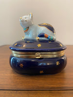 Vintage Takahashi Japanese Porcelain Trinket Box Cat