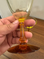Vintage Amber-tone Stemmed Uranium Glass Goblet Set of 2