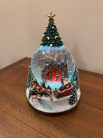 Snow Globe with Red Cabin LED Musical Animated Glitter