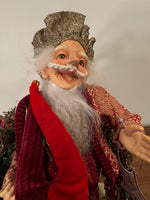 Santa Playing-Dancing The Hula Hoop Wreath with an Elf Holiday Figure Decor