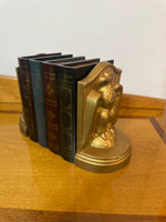 Vintage Cast Metal Gold Painted Eagle Bookends Set of 2