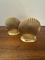 Vintage Leonard Solid Brass Seashell Bookends Silver Mfg. Co