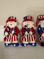 Christmas Ornaments Americana Style Patriotic Santa Claus-Uncle Sam Set of 4