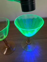 Vintage Amber-tone Stemmed Uranium Glass Goblet Set of 2