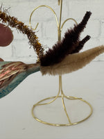 Handmade Vintage-Inspired Bird & Pear Christmas Ornament – Created with Vintage Glass Ornaments & Mixed Materials