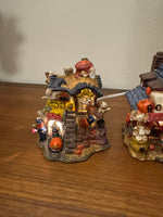 Porcelain Lighted Halloween Village Set of 4