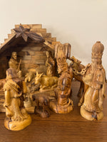 Olive Wood Hand-carved Nativity Set and Manger READ