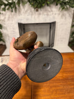 Sculpture Figurine Girl Carrying Two Baskets Bronze with Marble Base