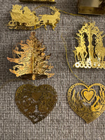 Vintage 3D Shiny Gold-Tone Plated Ornament Set of 17