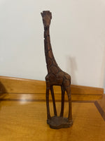 Hand-carved Wood Giraffe Figure
