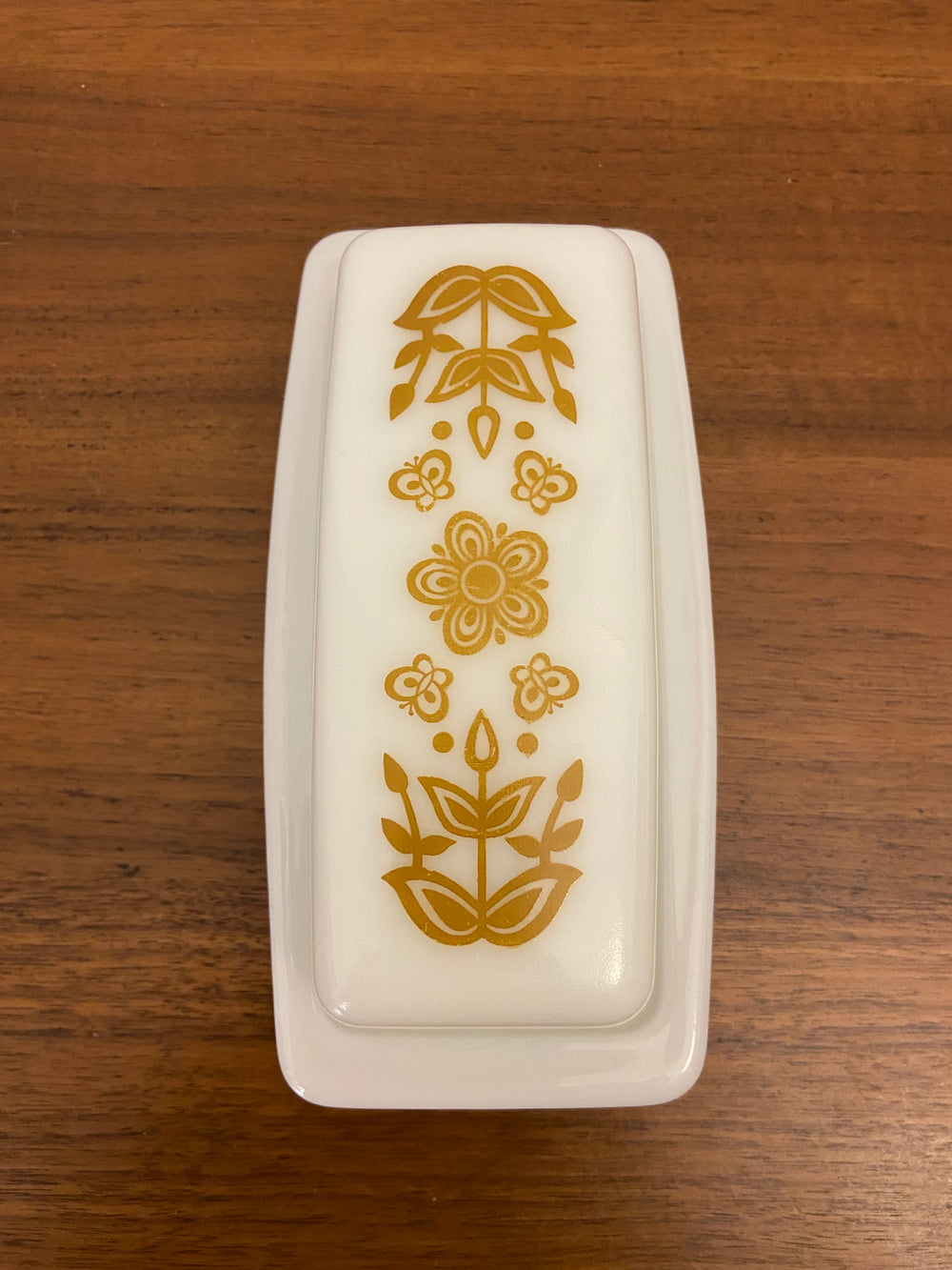 Pyrex Butterdish Butterfly Gold Design 72-B