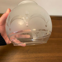 Vintage Glass Globe Lamp Shade Art Deco Pattern Frosted and Clear Replacement