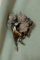 Vintage JJ Sparkling Pegasus Brooch

