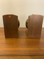 Vintage MCM Wooden Italian World Globe Bookends
