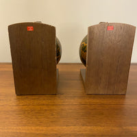 Vintage MCM Wooden Italian World Globe Bookends