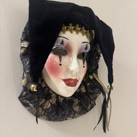 Vintage Ceramic Arlequin Jester Mask Wall Decor