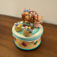 Vintage Enesco Mouse Animated Music Box Tuned Spinning Wheel