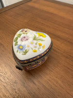 Vintage Porcelain Heart Shaped Jewelry Trinket Box
