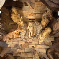 Olive Wood Hand-carved Nativity Set and Manger READ