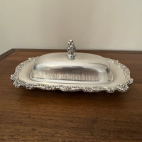 Vintage Ornate Rectangular Silver-plated Lidded Butter Dish