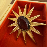 Vintage Vans Authentic Gold-tone Smoky-tone Rhinestone Starburst Brooch Pin