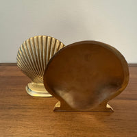 Vintage Leonard Solid Brass Seashell Bookends Silver Mfg. Co