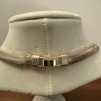 Silver-Golden Tone Snake Chain and Crystal Accent Necklace Fashion Jewelry