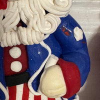 Christmas Ornaments Americana Style Patriotic Santa Claus-Uncle Sam Set of 4