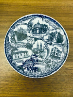 Flow Cobalt Blue Porcelain Souvenir-Memorabilia Plate Views of Marblehead Massachusetts
