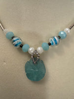 Necklace Fashion Jewelry Beaded and Glass Pendant
