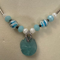 Necklace Fashion Jewelry Beaded and Glass Pendant
