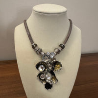 Belle Miss Chunky Enameled- Rhinestone Pendant Necklace Fashion Jewelry