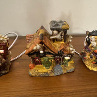 Porcelain Lighted Halloween Village Set of 4